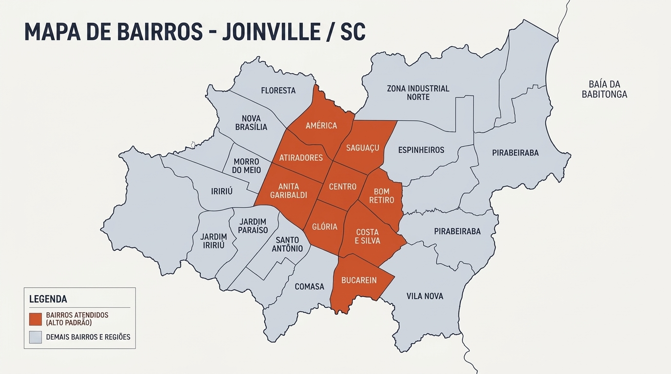 Mapa de Bairros de Joinville - Regiões Atendidas pela Príncipe Imóveis